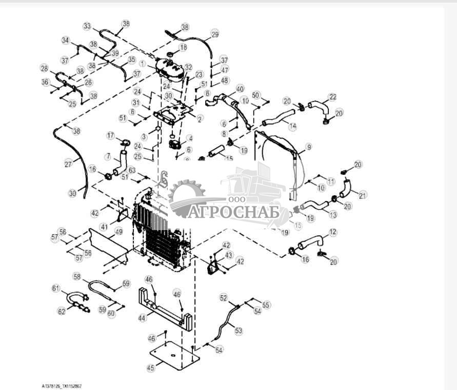 Кожух вентилятора и шланги (Engine 4045HT054, 4045HT072, 4045HT086-) (252799 